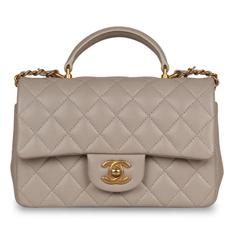 chanel grey flap bag|chanel mini with top handle.